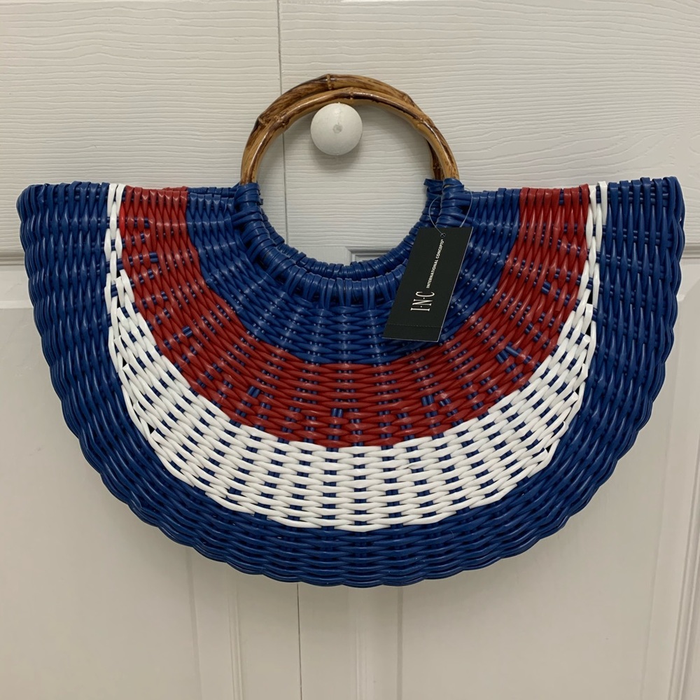 NWT - INC International Concepts Blue Straw Tote